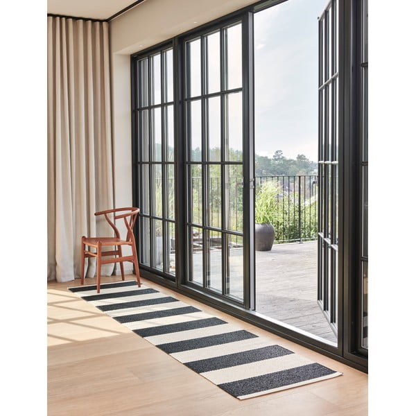 Fekete-fehér kültéri-beltéri futószőnyeg 70x225 cm Bob Black Vanilla – Pappelina-image-1