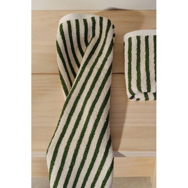 Zöld-krémszínű pamut törölköző szett 2 db-os 30x50 cm Dixie – Jotex-image-1