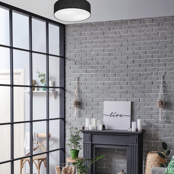 Fekete mennyezeti lámpa textil búrával ø 45 cm Vivian – LAMKUR-image-1