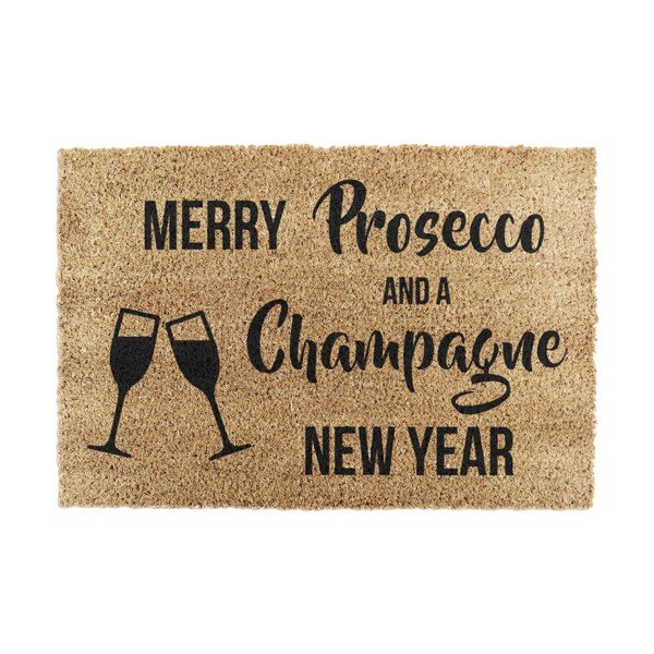 Kókuszrost lábtörlő karácsonyi mintával 40x60 cm Champagne New Year – Artsy Doormats