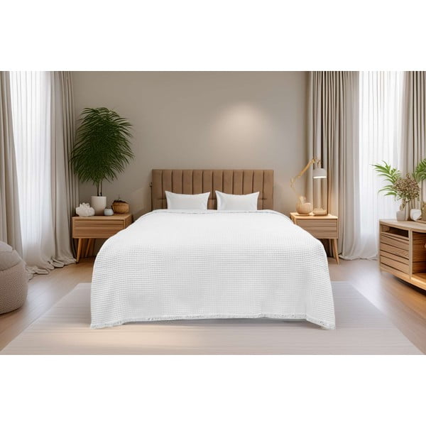 Fehér pamut ágytakaró 140x200 cm Waffle – Mijolnir-image-1