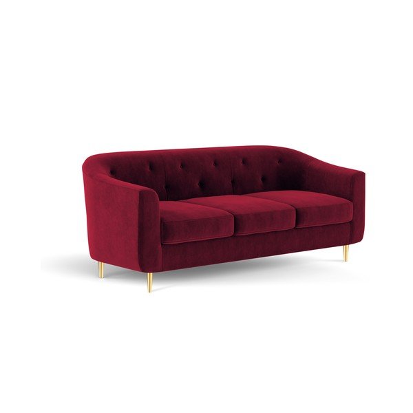 Corde piros bársony kanapé, 175 cm - Kooko Home-image-4