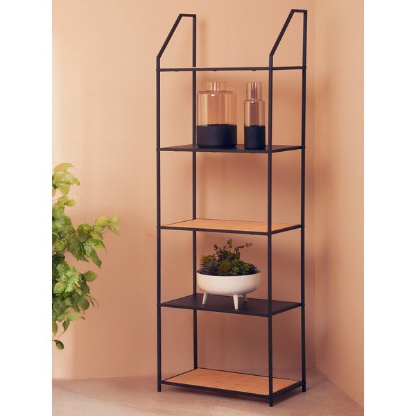 Fekete-natúr színű fém polcos állvány 61x179x34 cm Depok – Premier Housewares-image-2