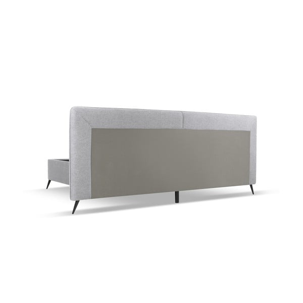 Szürke kárpitozott franciaágy tárolóhellyel, ágyráccsal 180x200 cm Walter – Milo Casa-image-3