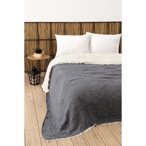 Sötétszürke muszlin ágytakaró franciaágyra 230x250 cm – Mijolnir