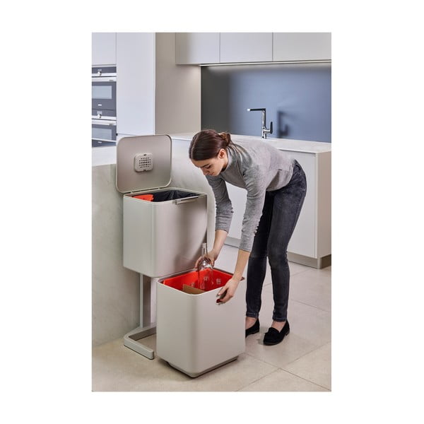 Bézs acél szelektív szemetes 60 l Totem Max – Joseph Joseph-image-3