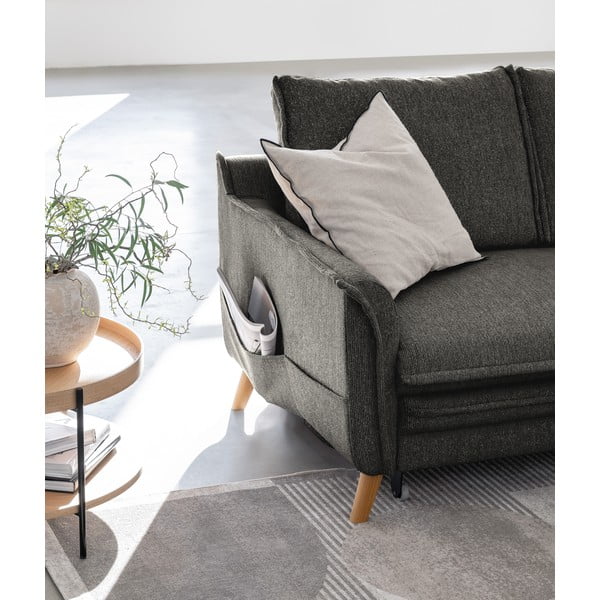 Sötétszürke kinyitható sarokkanapé (jobb oldali) Charming Charlie – Miuform-image-4