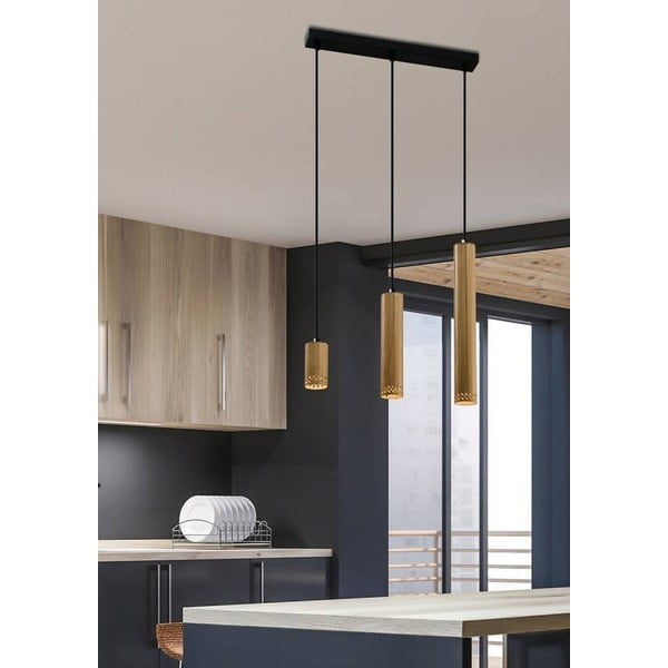Fekete-aranyszínű függőlámpa fém búrával 6x46 cm Tubo – Candellux Lighting-image-1