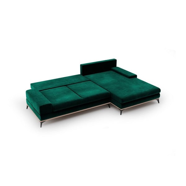 Astre palackzöld kinyitható sarokkanapé bársony kárpittal, jobb oldali - Windsor & Co Sofas-image-4