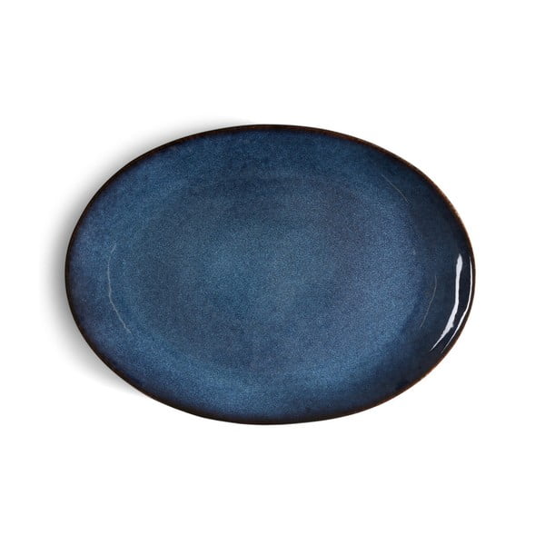 Mensa kék agyagkerámia szervírozó tányér - Bitz