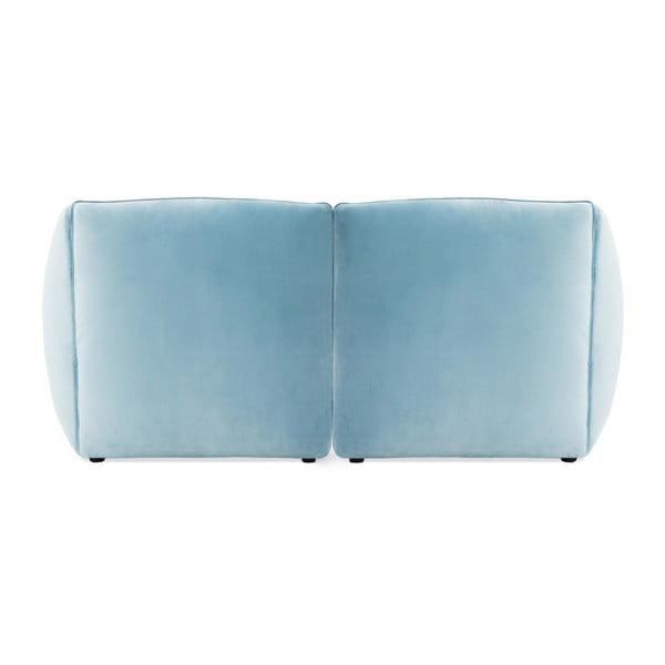 Velvet Cube világoskék kétszemélyes, elemes ülőgarnitúra lábtartóval - Vivonita-image-4