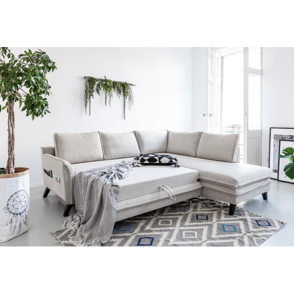 Charming Charlie L világosbézs kinyitható sarokkanapé, jobb oldali - Miuform-image-4