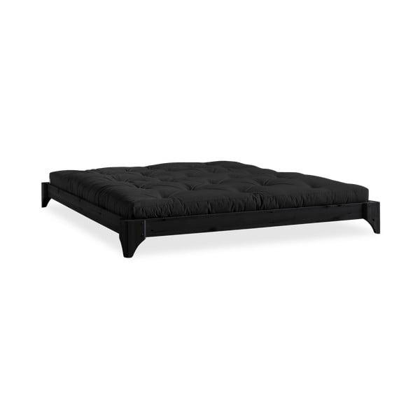Elan Comfort Mat Black/Black borovi fenyőfa franciaágy matraccal, 140 x 200 cm - Karup Design