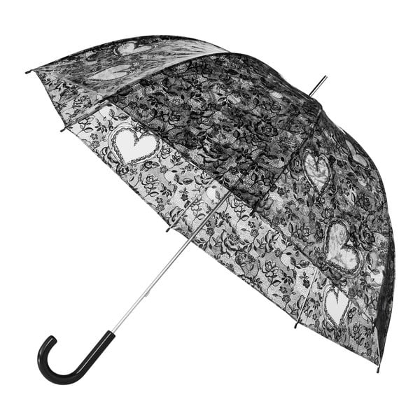 Birdcage Heart átlátszó esernyő fekete részletekkel, ⌀ 95 cm
