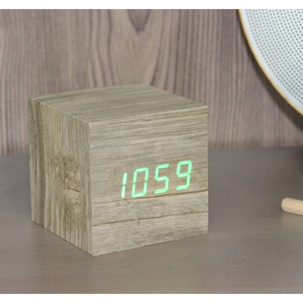 Digitális ébresztőóra Wooden Cube Click – Gingko-image-1