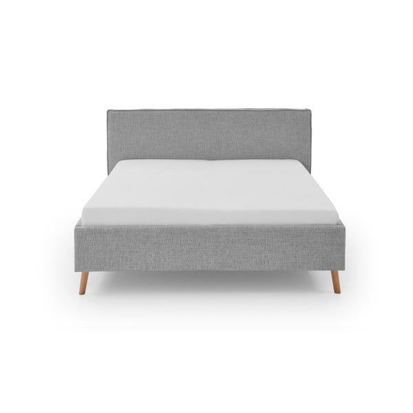 Világosszürke kárpitozott ágyneműtartós franciaágy ágyráccsal 180x200 cm Riva – Meise Möbel-image-4