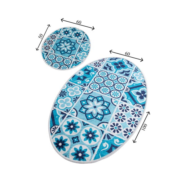 Kék fürdőszobai kilépő szett 2 db-os 60x100 cm Ceramic – Foutastic-image-3