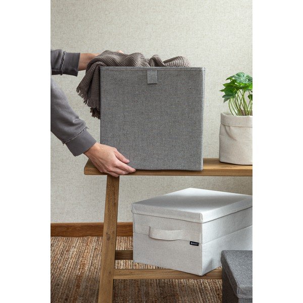 Szürke textil tárolódoboz 32x31,5x31,5 cm Soft Storage Cube – Bigso-image-2