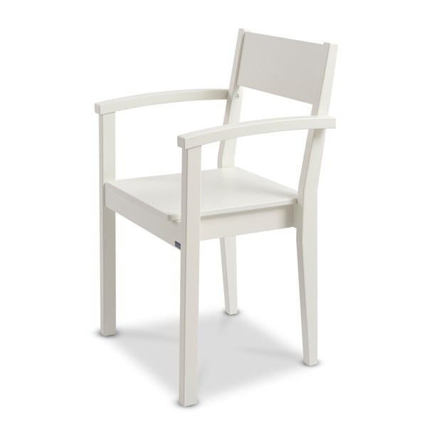 Joki tömör nyírfából kézzel készített fehér szék, kartámasszal - Kiteen