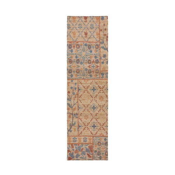 Natúr színű kézi szövésű jutakeverék futószőnyeg 60x230 cm Taylor Patchwork – Flair Rugs