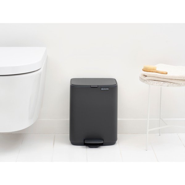 Sötétszürke acél pedálos szemetes 7 l Bo – Brabantia-image-1