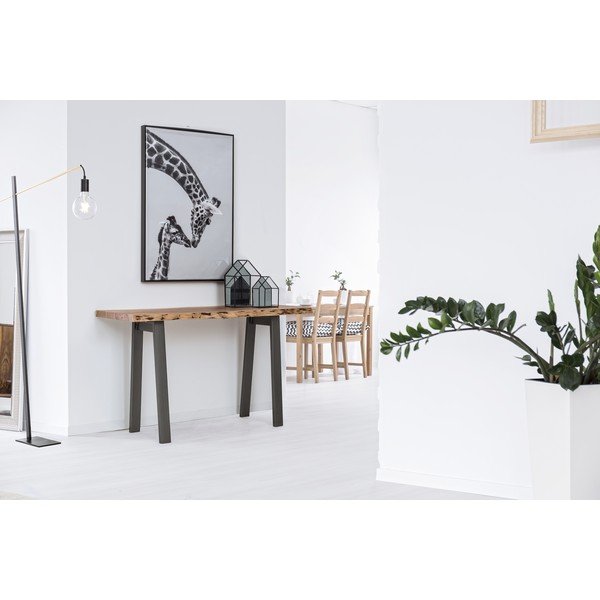 Fekete-natúr színű konzolasztal akácfa asztallappal 45x130 cm Aron – Bizzotto-image-1