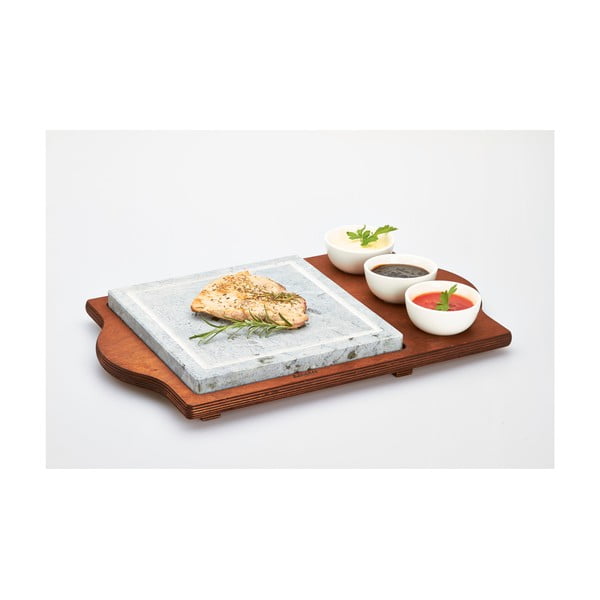Stone Plate tálca kőlappal és tálkákkal, 48 x 30 cm - Bisetti