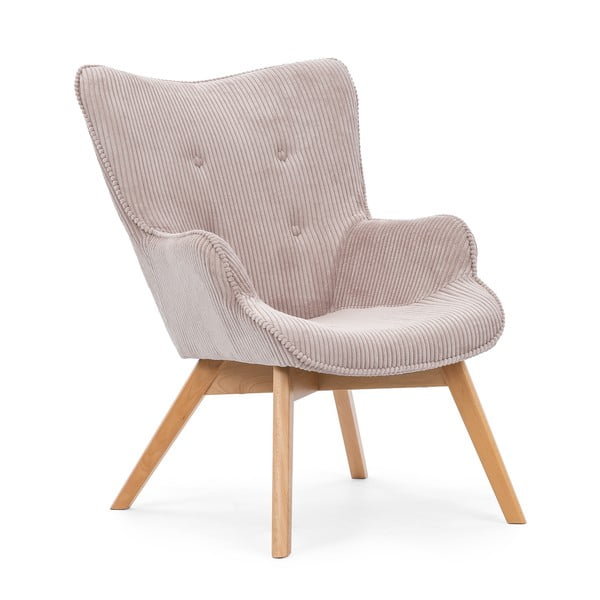 Világos rózsaszín kordbársony fotel lábtartóval Niko – Ropez-image-4