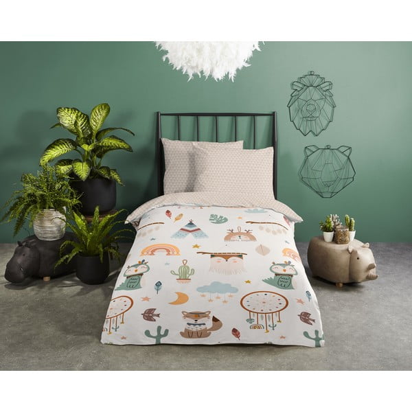 Bézs egyszemélyes pamut gyerek ágyneműhuzat 140x200 cm Remi – Good Morning-image-1