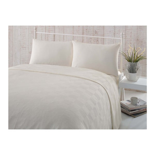 Simplicity kétszemélyes krémesen fehér pamut ágytakaró lepedővel és párnahuzatokkal, 200 x 235 cm