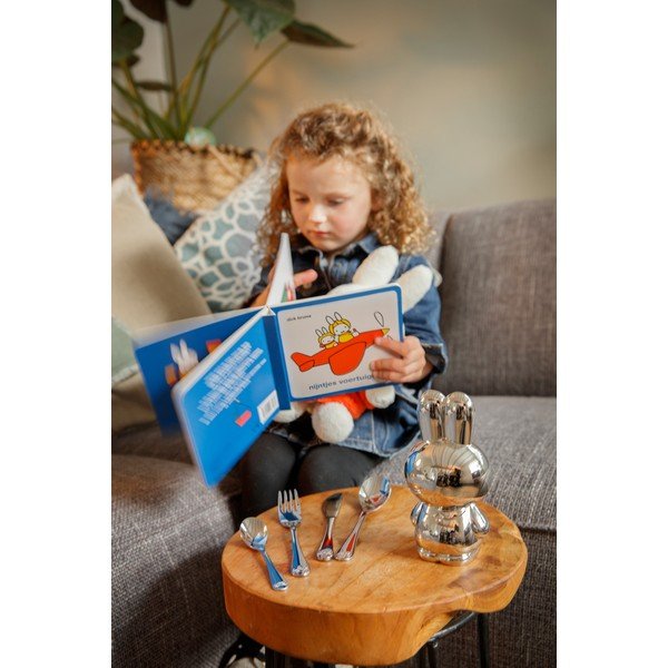 Ezüstszínű rozsdamentes acél gyerek evőeszköz 4 db-os Miffy – Zilverstad-image-4