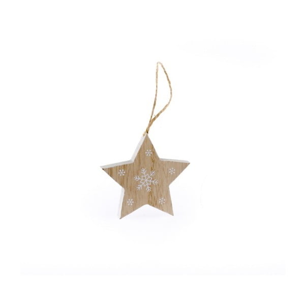 Snowflake fából készült felakasztható csillag, magasság 7,2 cm - Dakls