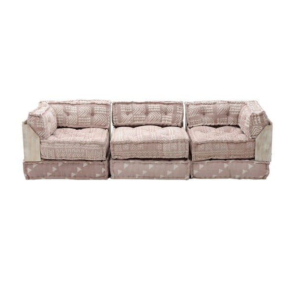 Boho világos rózsaszín háromszemélyes pamut kanapé - InArt