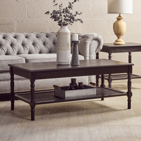 Fekete dohányzóasztal 60x120 cm Heritage – Premier Housewares-image-2