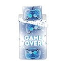 Fehér-kék egyszemélyes pamut gyerek ágyneműhuzat 140x200 cm Game over  – Jerry Fabrics