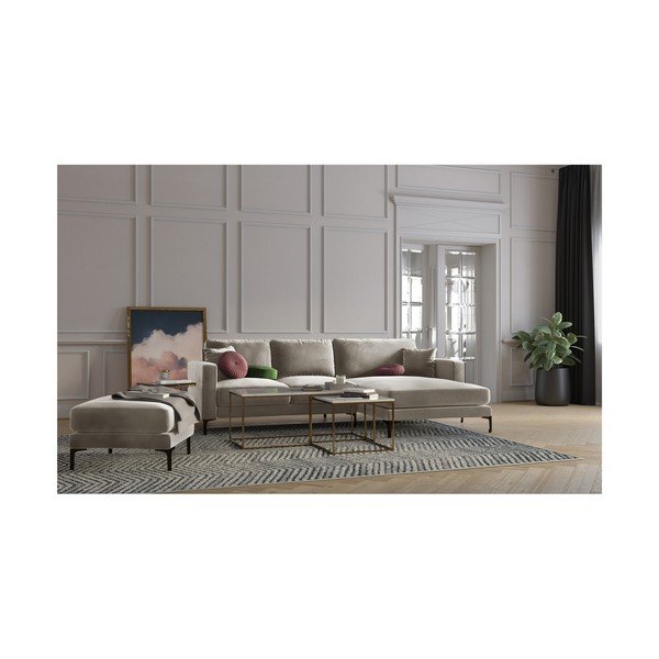 Harmony bézs bársony lábtartó - Kooko Home-image-3