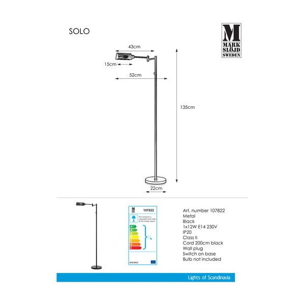 Yale Floor Black fekete állólámpa, magasság 1,35 m - Markslöjd-image-2