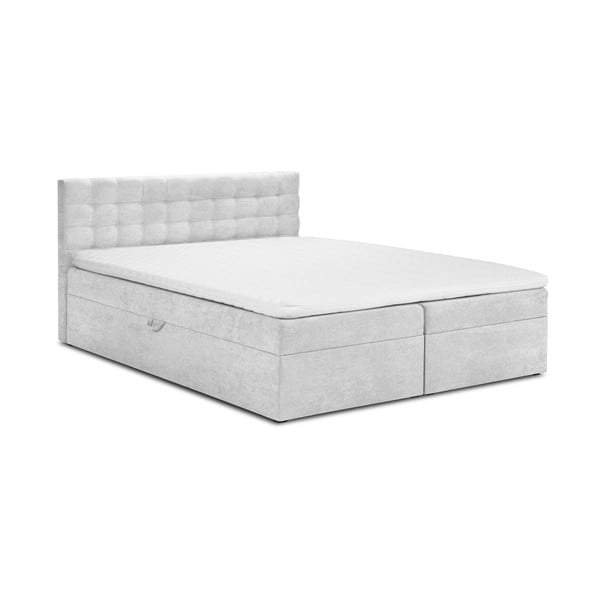 Világosszürke boxspring ágy tárolóhellyel 180x200 cm Jade – Mazzini Beds