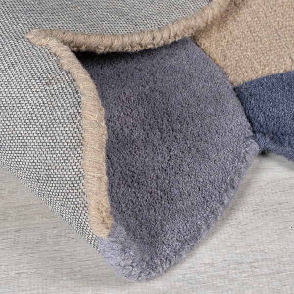 Bézs kézi szövésű gyapjú futószőnyeg 80x230 cm Mia Scallop Frame – Flair Rugs-image-3