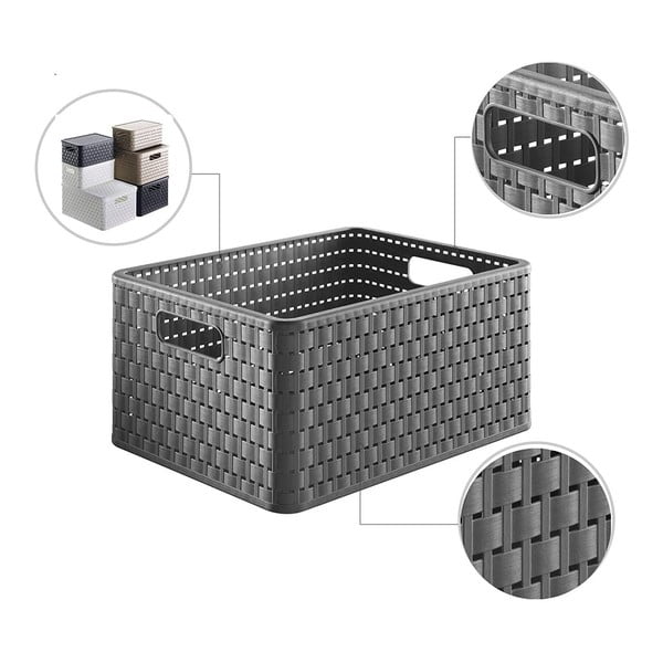 Sötétszürke tárolókosár újrahasznosított műanyagból Country - Rotho-image-2