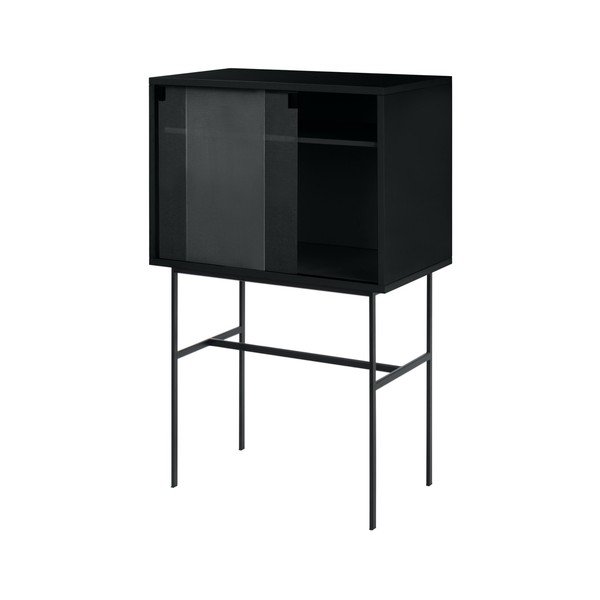 Fekete tálalószekrény tolóajtóval 70x109x40 cm Lekko – noo.ma
