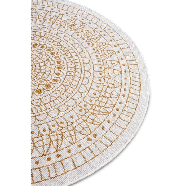 Okkersárga-fehér kerek kültéri szőnyeg ø 140 cm Porto – NORTHRUGS-image-4