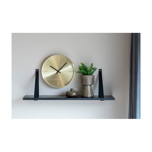 Forno fekete fa polc fekete bőr tartóval, 80 x 20 cm - House Nordic-image-2