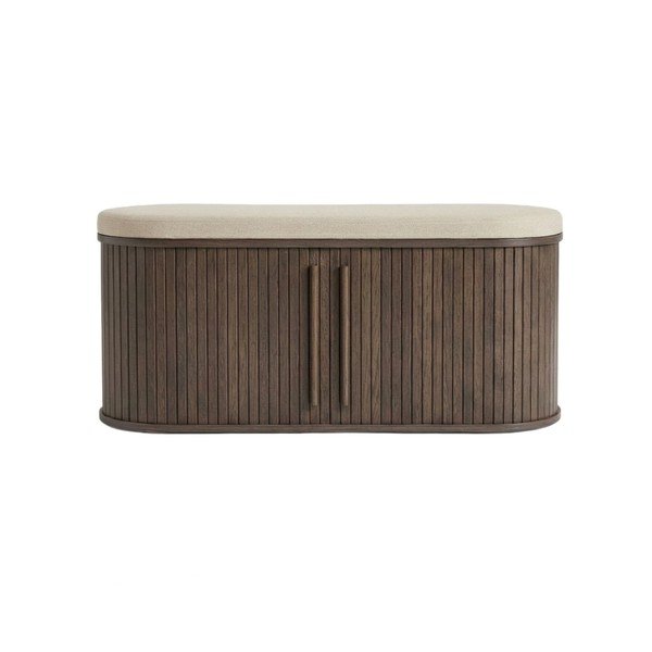 Sötét natúr színű párnázott pad Meta – Unique Furniture
