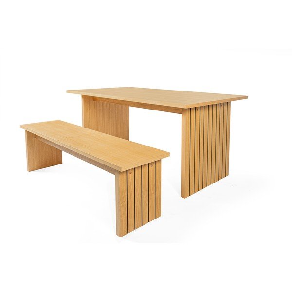 Étkezőasztal tölgyfa dekoros asztallappal 90x160 cm Stripe – Woodman-image-3