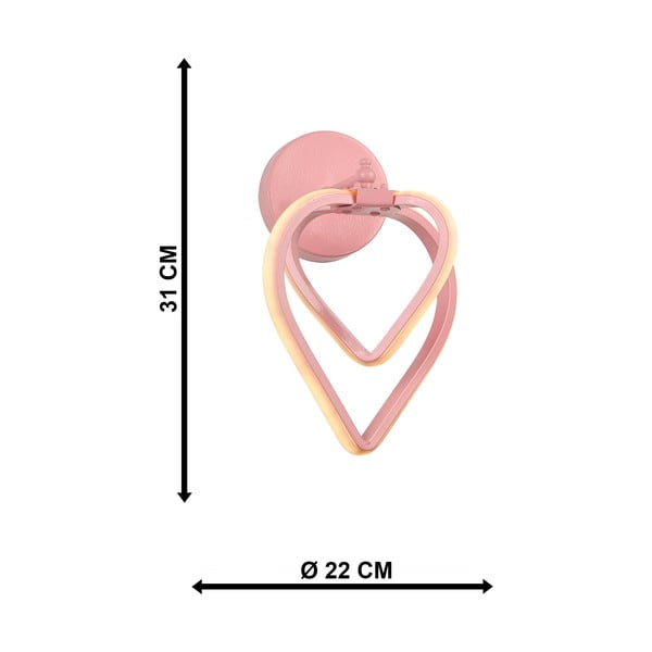 Rózsaszín fém LED fali lámpa Sevinc – Squid Lighting-image-4