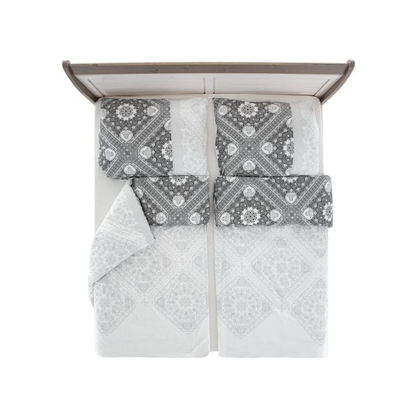 Fehér-szürke egyszemélyes krepp ágyneműhuzat 140x200 cm Top Class – B.E.S.-image-2