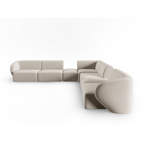 Bézs bársony sarokkanapé Paolo – Milo Casa-image-2