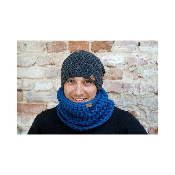 Night sötétszürke kézzel horgolt sapka - DOKE-image-2