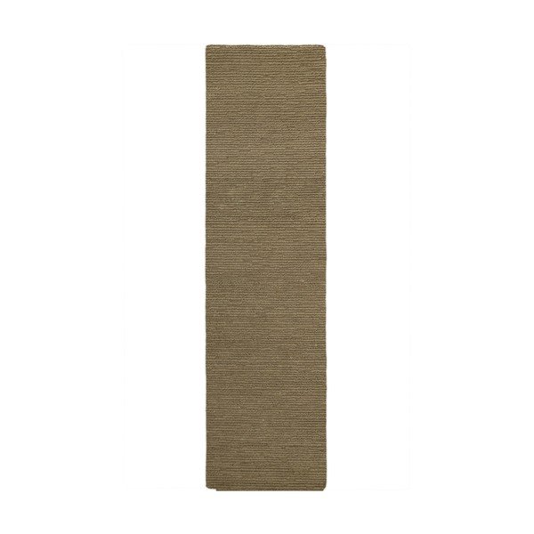 Khaki kézi szövésű gyapjú futószőnyeg 80x230 cm Harris Boucle – Flair Rugs